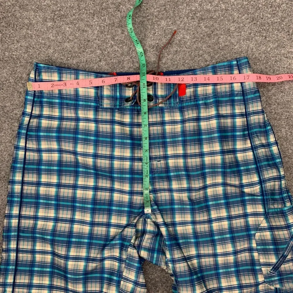 The North Face Board Short Men 34 Multi Plaid Flat Front Fixed Waist Lightweight